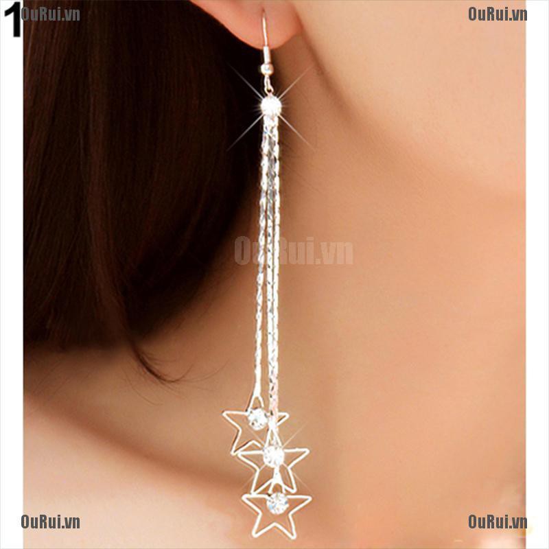 (FCC) Khuyên Tai Dáng Dài Đính Đá Thời Trang Cho Nữ