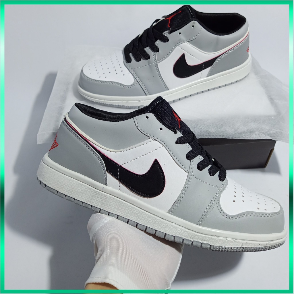 Giày Thể Thao Nam Nữ 𝗝𝗼𝗿𝗱𝗮𝗻 Thấp Cổ Ghi Xám, Giày Sneaker Jordan Cổ Thấp Màu Ghi Xám Full Box