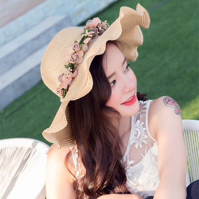 Nón Vành Rộng Họa Tiết Gợn Sóng Thời Trang Hàn Quốc Cho Nữ