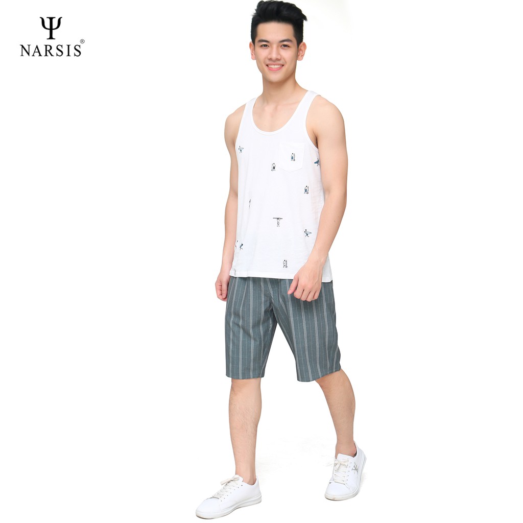 Quần Short nam cao cấp Narsis S7030 màu kẻ ghi