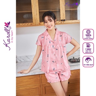 Đồ bộ nữ mặc nhà Jcvcoll - Karoll NH21.184 lụa giấy xếp bèo