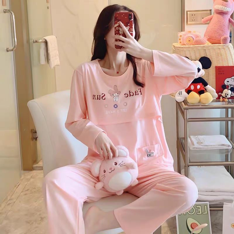 Bộ bầu và sau sinh dài tayChicmom Mlure, mặc nhà có nắp mở cho con bú, siêu đẹp A053