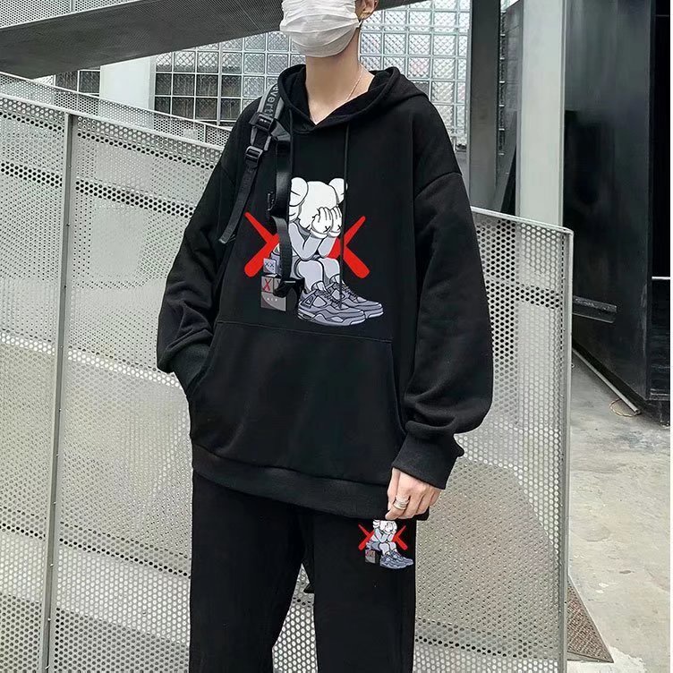 Áo khoác hoodie có mũ trùm dáng rộng thời trang cá tính M-5XL in hình Sesame Street