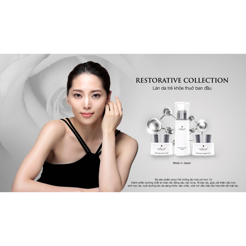 [TOP BÁN CHAY] Bộ 3 sản phẩm phục hồi da chống lão hoá Sakura Restorative Collection