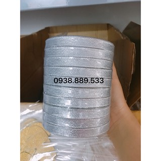 Dây Ruy Băng kim tuyến bạc 1cm trang trí bánh kem