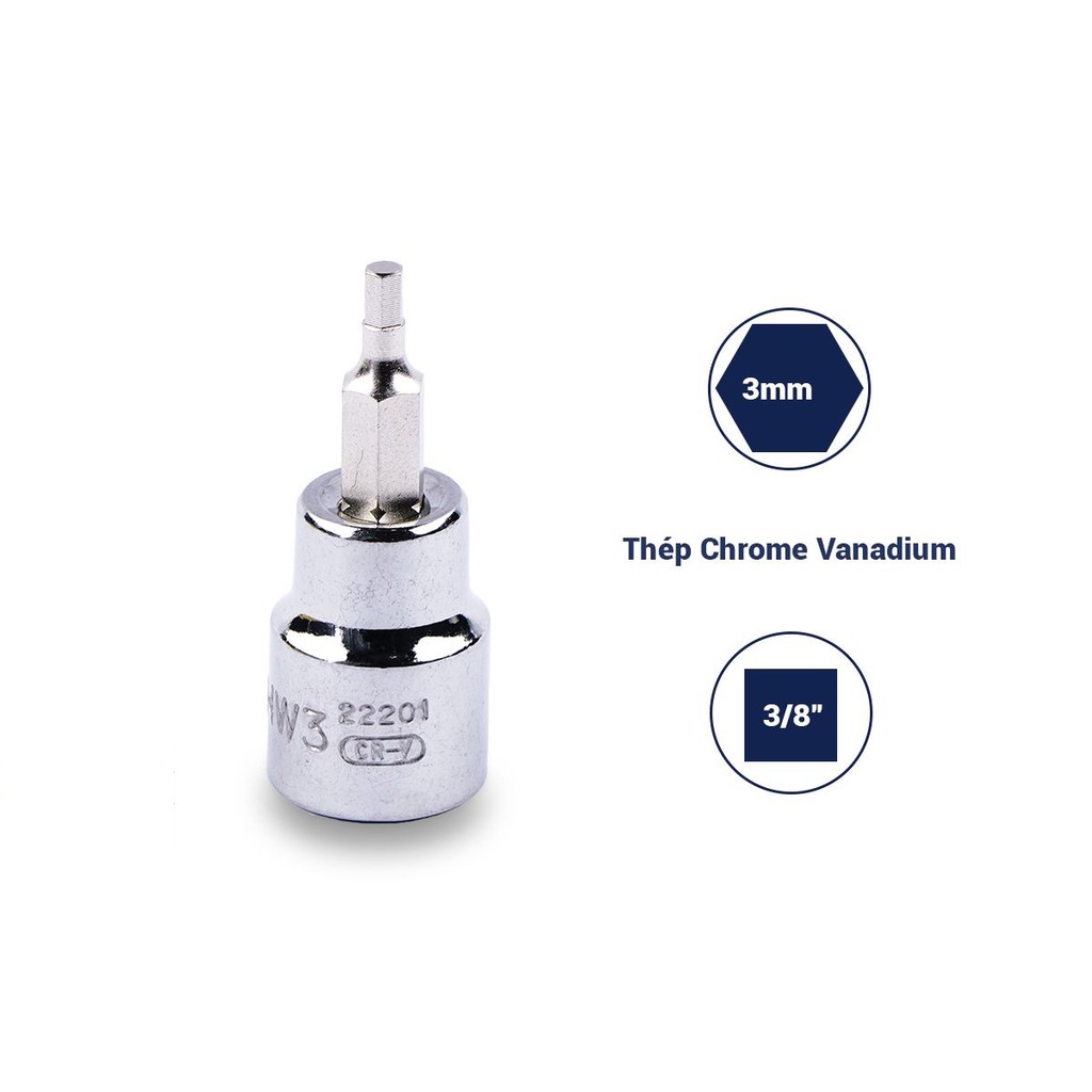 Đầu tuýp 3/8" mũi lục giác SATA