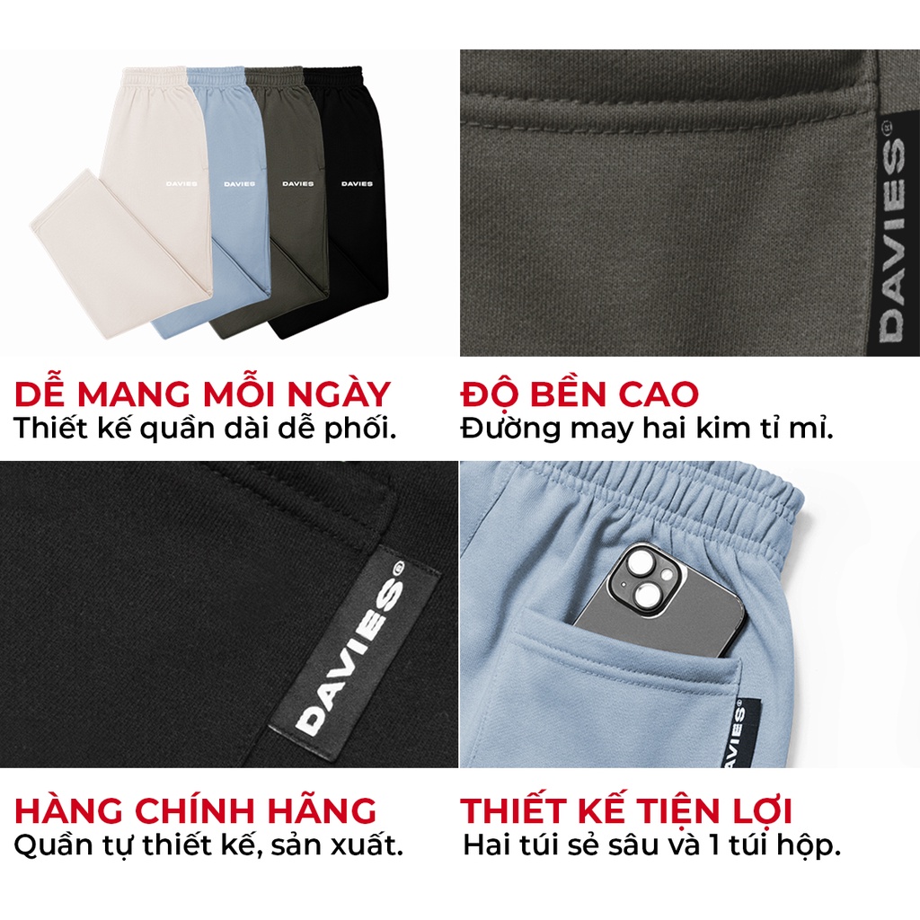 Quần dài nam nữ dáng suông ống rộng nỉ nhiều màu D Basic Pant local brand DAVIES |D25-Q1 / D16-Q1