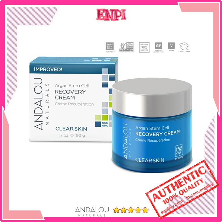 Kem dưỡng cho da dầu mụn Andalou Naturals Argan Stem Cell Recovery Cream