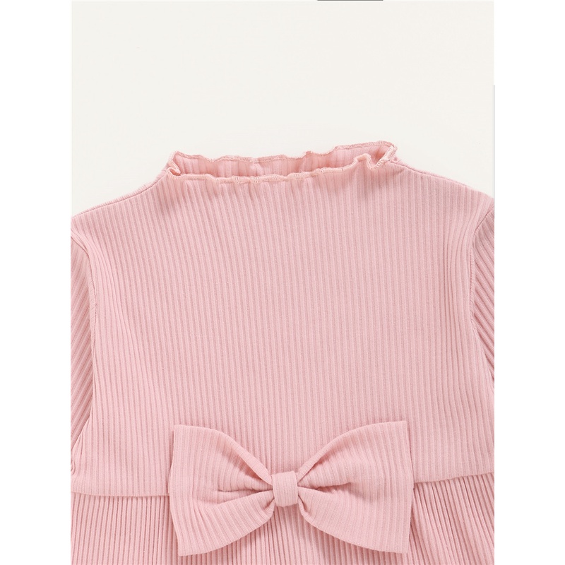 Đầm dự tiệc Mikrdoo vải cotton màu hồng dài tay thời trang cho bé gái sơ sinh