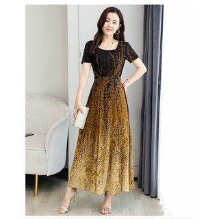 🔥[HOT] ĐẦM XOÈ HOA VÀNG CỔ TRÒN - DT160