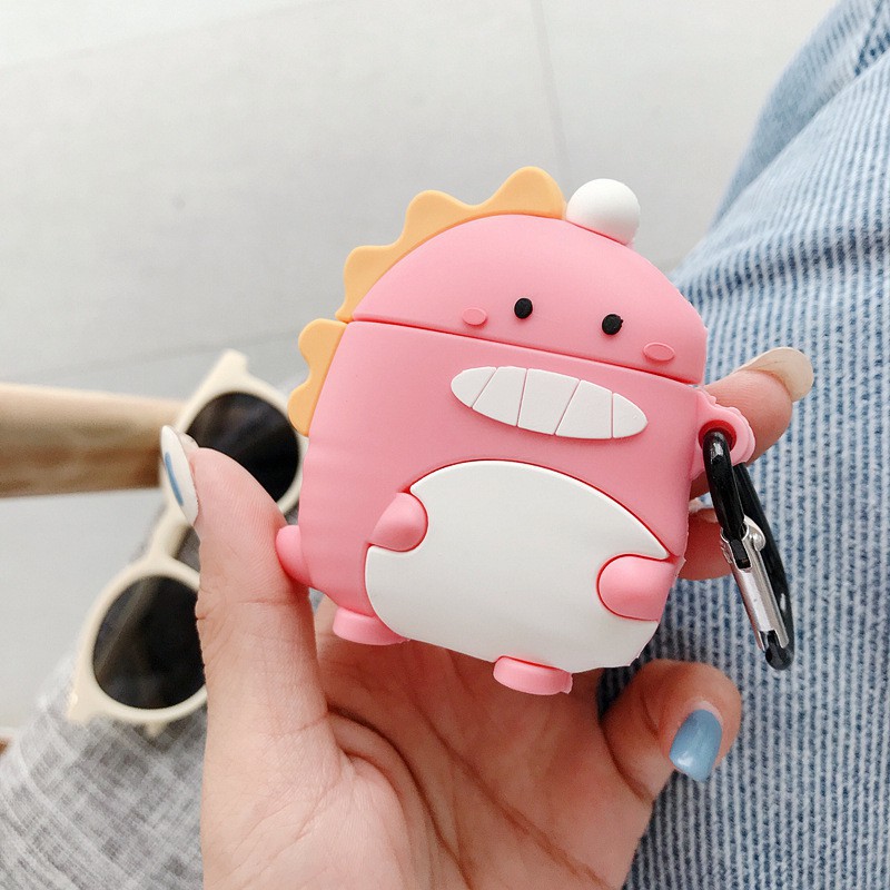 Airpods Case ⚡Freeship ⚡ KHỦNG LONG BỜM VÀNG- HỒNG Case Tai Nghe Không Dây Airpods 1/2/i11/ i12/ i18/Pro- Tuanphukien75