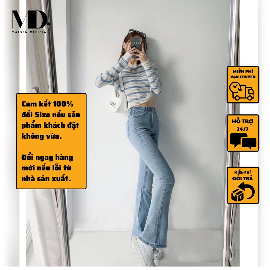 Quần Jean Ống Loe Cạp Cao Dáng Dài Siêu Hot Chất Mềm Co Giãn Nhẹ MD25 | BigBuy360 - bigbuy360.vn