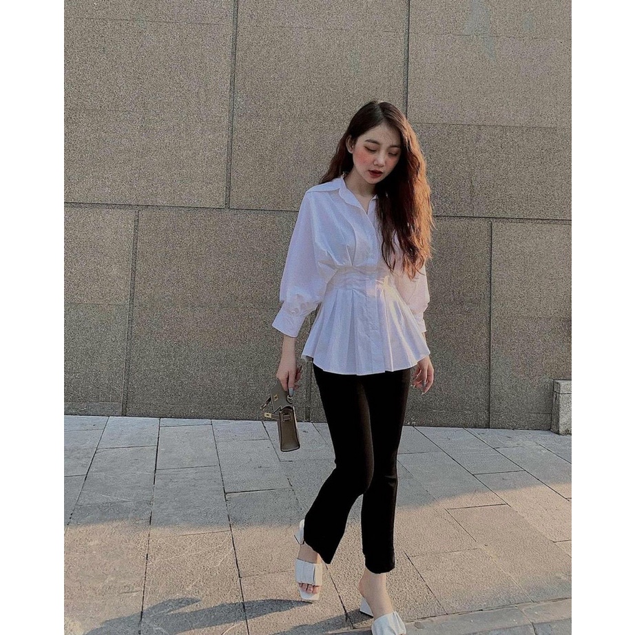 Áo sơ mi thắt eo tôn dáng phong cách Hàn Quốc dành cho nữ | BigBuy360 - bigbuy360.vn