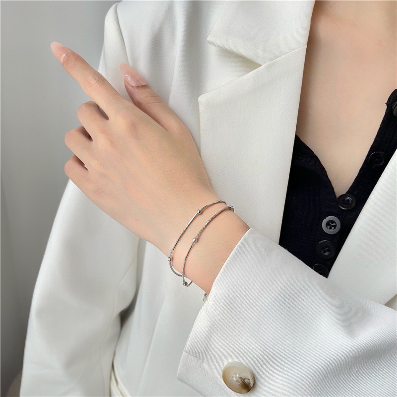 Vòng đeo tay hình xương rắn đơn giản phong cách Hàn Quốc dành cho nữ