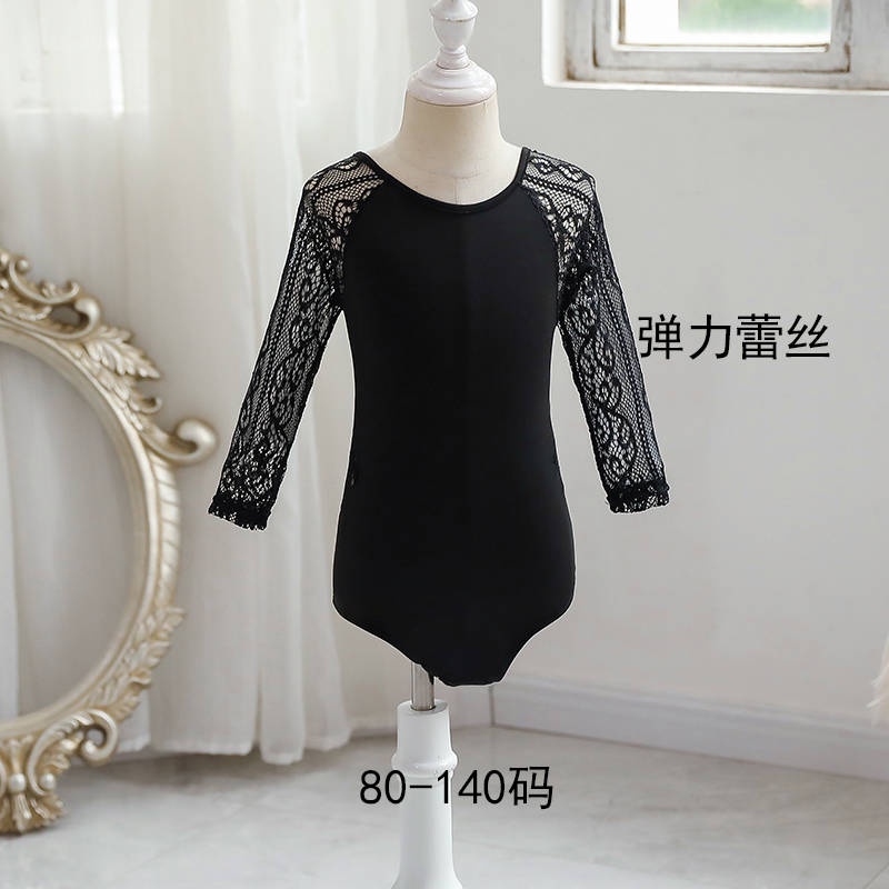 Bộ Đồ Bơi Công Chúa Tay Dài Màu Đen Phối Ren Thời Trang Mùa Hè Cho Bé Gái