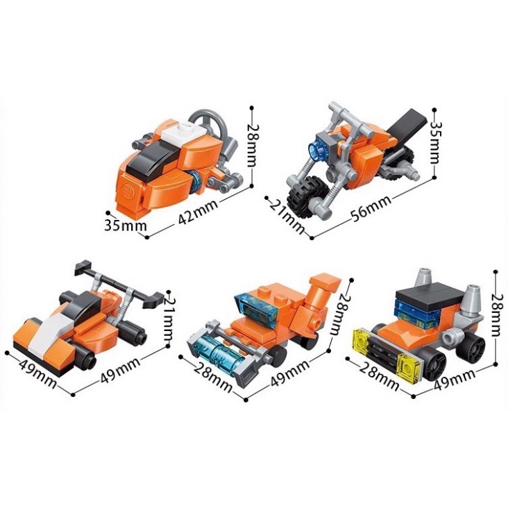 Đồ chơi lắp ráp lego giá rẻ 3 trong 1 Qman 2106 mô hình 10 loại xe quân sự, xe đua, máy bay chiến đấu sáng tạo (1376LMH)