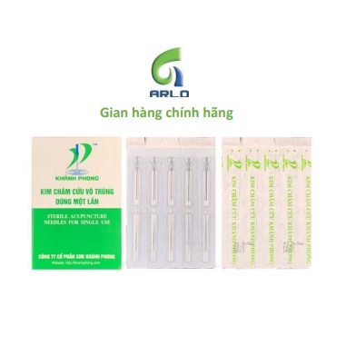 Kim châm cứu Khánh Phong vô trùng dùng 1 lần cán thép, sắc bén - Chính hãng Khánh Phong - Hộp vỉ 05 gồm 100 kim