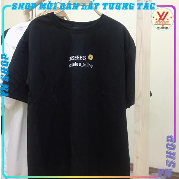 Áo thun tay lỡ unisex nam nữ in chữ ENSEENSS dáng thụng form rộng basic thấm hút mồ hôi