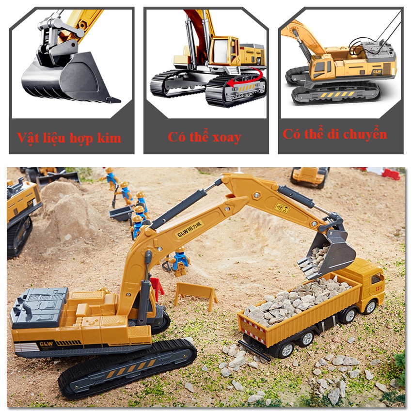 Đồ chơi cần cẩu có khớp bằng sắt , quà tặng cao cấp  cho bé, bộ đồ chơi máy công trình xây dựng cao cấp