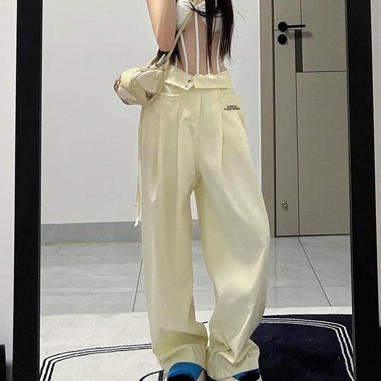 Quần Dài Ống Rộng Lưng Cao Thời Trang Mùa Hè Cho Nữ