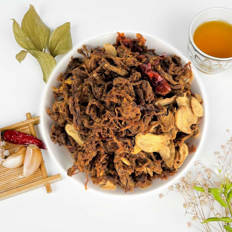 Khô heo cháy tỏi 200g-Khô gà lá chanh 200g-Thịt khô heo gà ngon rẻ đóng lon 200g-500g | BigBuy360 - bigbuy360.vn
