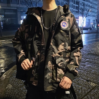 Áo Khoác Nam Họa Tiết Rằn Ri Có Nón Thời Trang Hàn Quốc