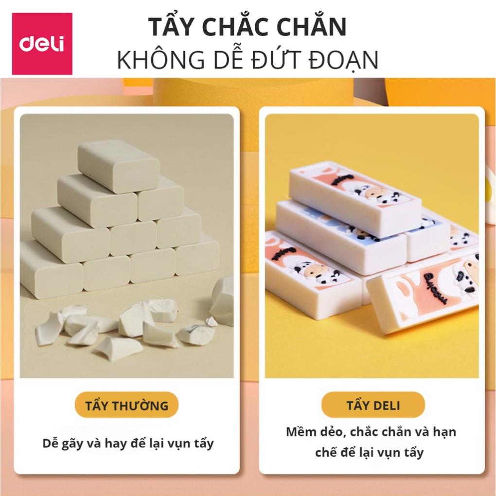 Tẩy hình vẽ bò sữa Deli - Xanh dương/ Cam - 1 chiếc - 71119