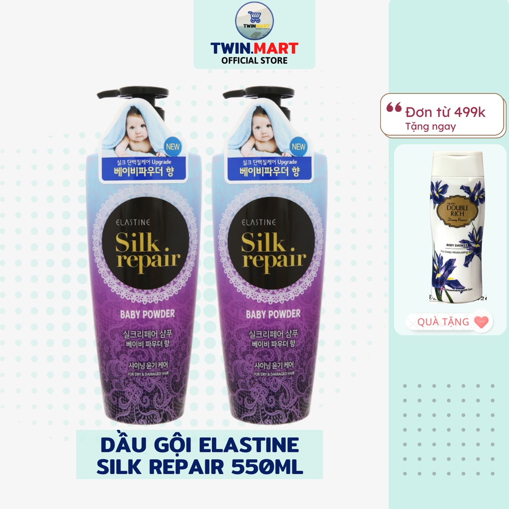 Dầu gội chăm sóc và nuôi dưỡng tóc Elastine Silk Repair Baby Powder 550ml nhập khẩu Hàn Quốc