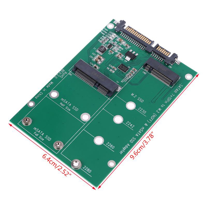 VIVI   mSATA &amp; M.2 (B-Key NGFF) 2in1 Sized Multiple SSD to SATA 3 III Adapter Converter