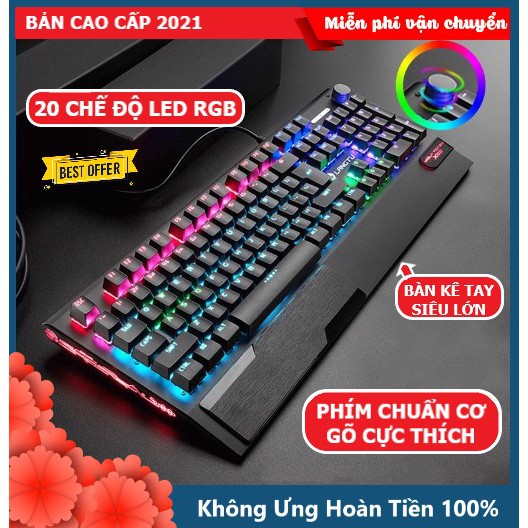 Bàn Phím Cơ Gaming CAO CẤP K1000 FULL LED RGB Có Kê Tay, Blue Switch Gõ Cực Đã Cho Laptop Máy Tính PC, Cổng USB | WebRaoVat - webraovat.net.vn