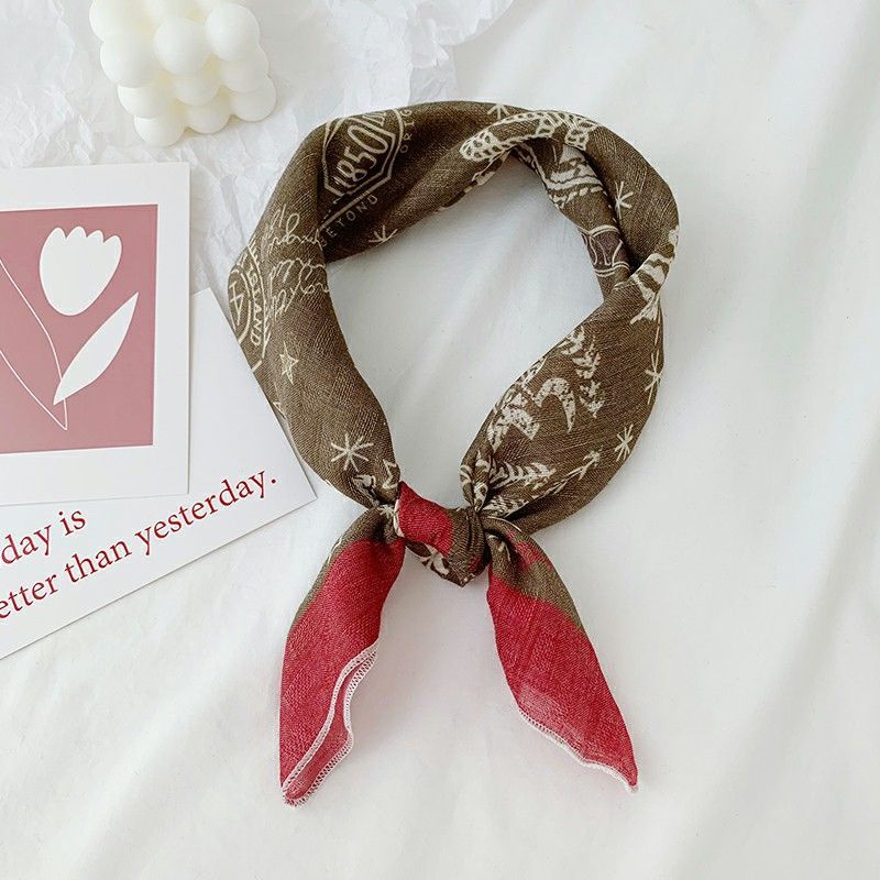 Khăn Quàng Cổ Hình Vuông Cỡ Nhỏ Chất Liệu Cotton Lanh Mỏng Phong Cách Nhật Bản Kích Thước 58x58 Cho Nữ
