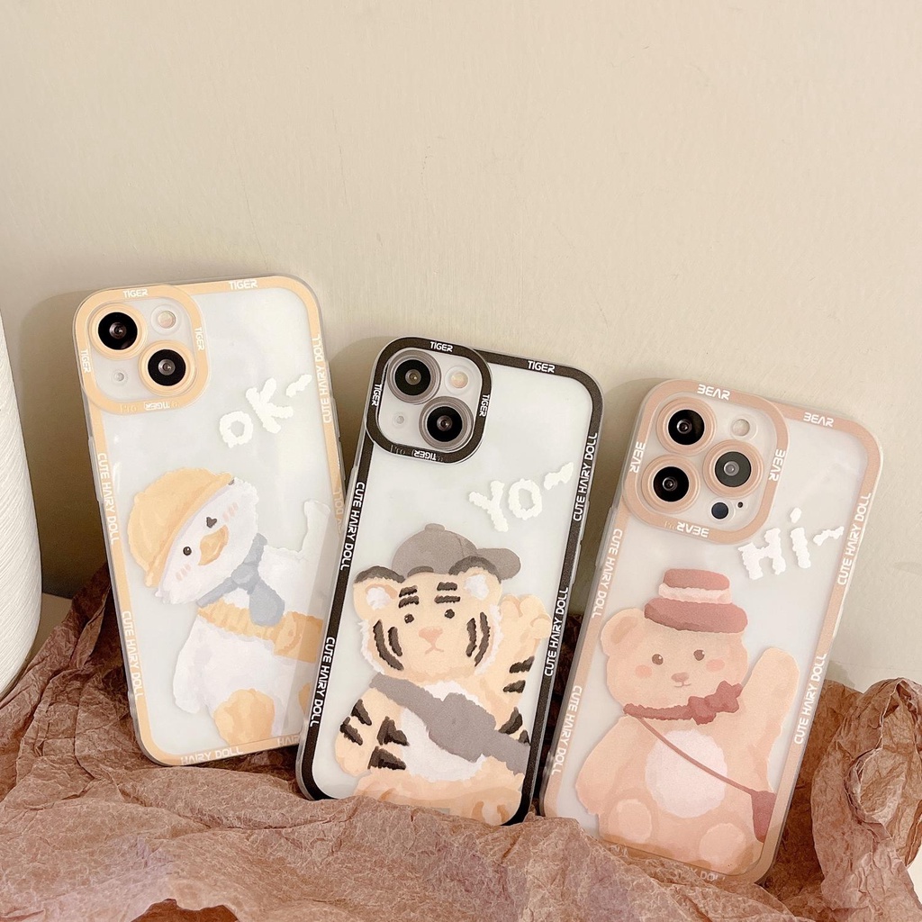 Transparent Cute Cartoon flash drill Compatible for iphone 13 12 11 pro max x xr xsmax 7/8plus TPU phone case cover