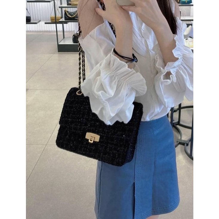 Túi Trám Vải Tweed Charles and Keith chính hãng