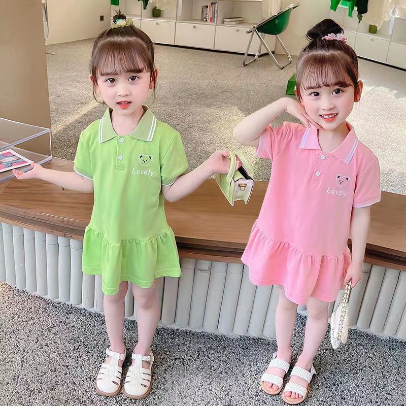Đầm Thun Đuôi Cá Cổ polo Thời Trang Mùa Hè Hàng Mới Dành Cho Bé Gái