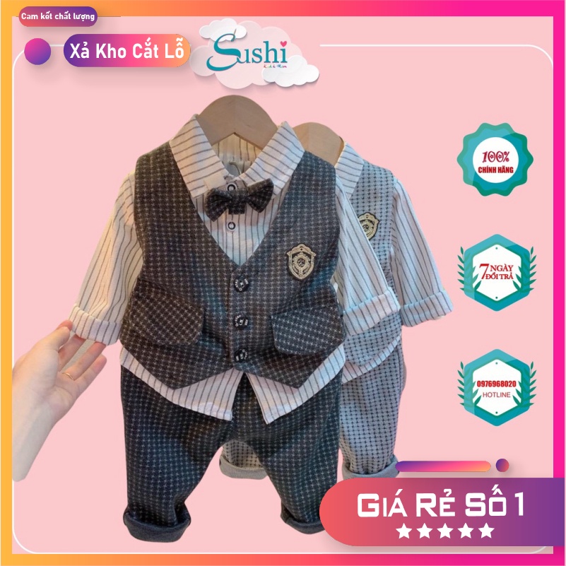 Set Vest 4 chi tiết cho bé trai cực xịn - Có ảnh thật