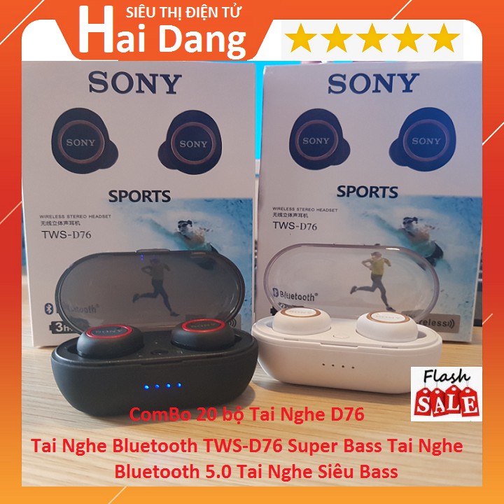 Combo bộ Tai Nghe Super Bass True Wireless Chống ồn TWSD76 Bass