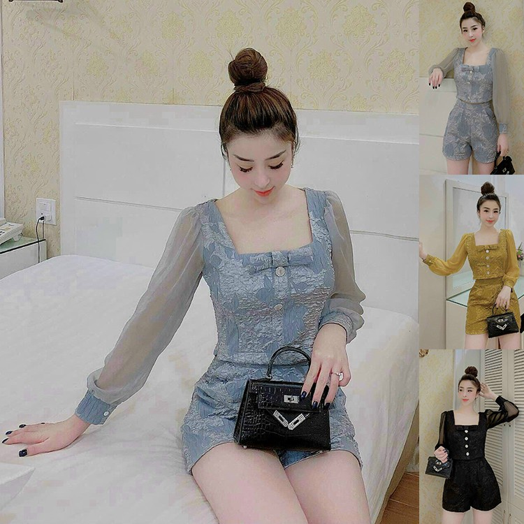 Set Áo Và Quần Gấm Hoa Duyên Dáng Phong Cách Trẻ Trung Cực Đáng Yêu[VOUCHER MINA12345,HÀNG THIẾT KẾ]