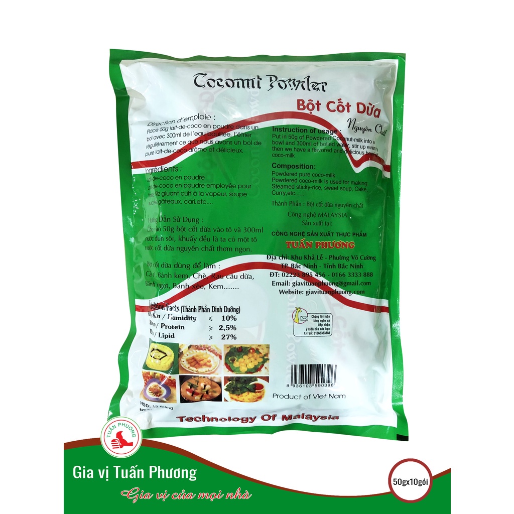 Bột Cốt Dừa Gói 50g - Dùng Để Nấu Chè, Kem, Rau Câu, Bánh Xèo, Bánh Ngọt - Hopimart