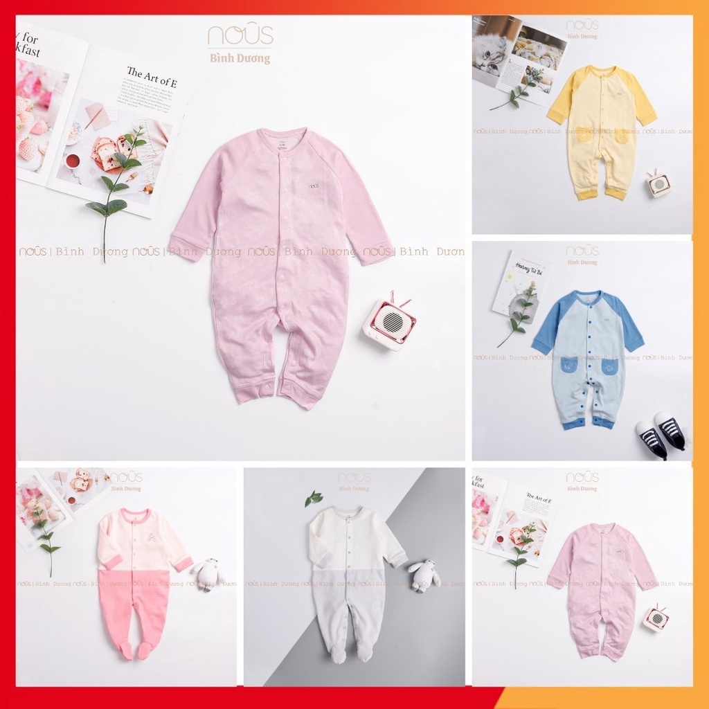 Bộ bodysuit không tất, có tất đủ màu cho bé từ 0 đến 9 tháng tuổi- Nous Mebistore