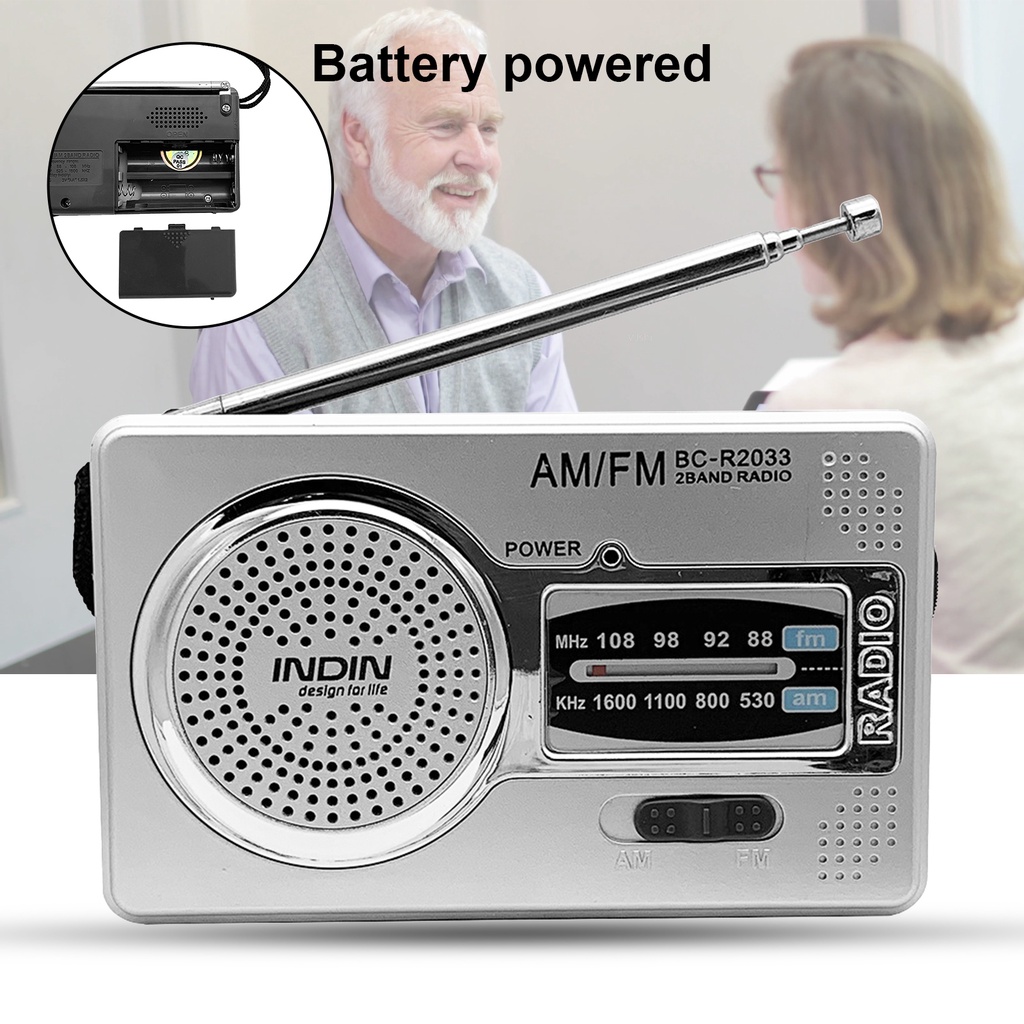 Radio Mini huarmey BC-R2033 AM FM Bỏ Túi Công Suất Thấp Tích Hợp Loa Tiện Dụng Cho Gia Đình