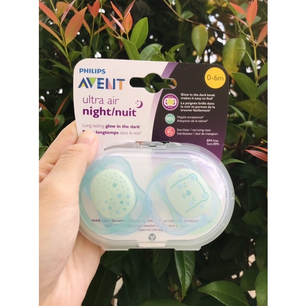 Ti giả PHÁT SÁNG , Núm vú Giả Avent dạ quang, Ti Ngậm thông khí