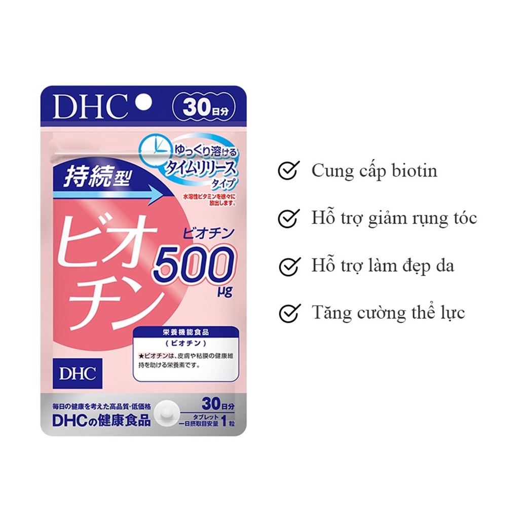 Viên Uống DHC Biotin Ngăn Rụng Tóc Sustained Release Biotin 30 Ngày (30v/gói)