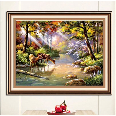 Tranh thêu chữ thập phong cảnh 2031 kt 71x56 cm THÊU KÍN