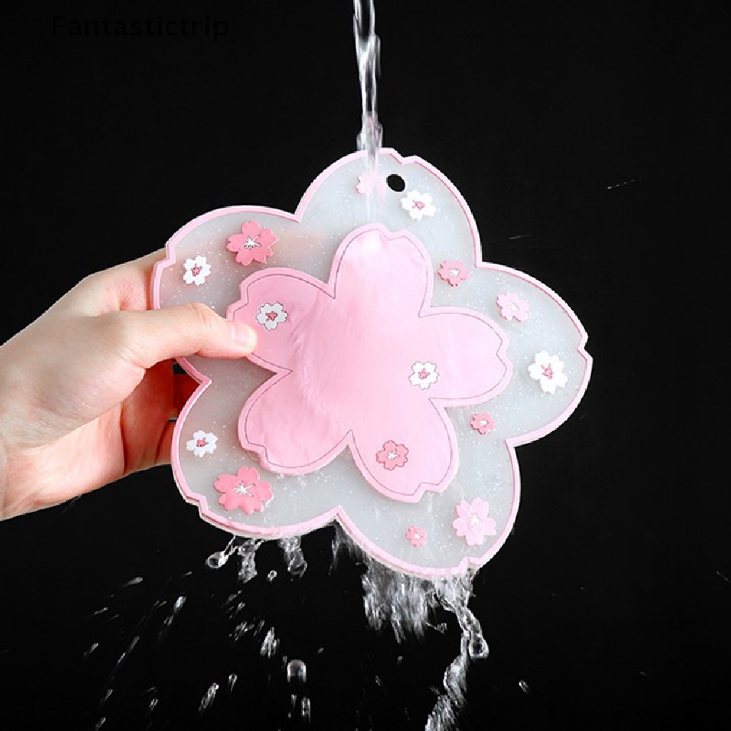 Bộ 2 Miếng Lót Kính Cách Nhiệt Chống Trượt Họa Tiết Hoa Anh Đào Xinh Xắn