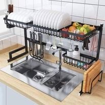 Kệ đựng bát đĩa từ 65 - 125CM trên bồn rửa bát cao cấp đa năng 2 tầng, Kệ để chén đĩa thông minh trên bồn rửa bát