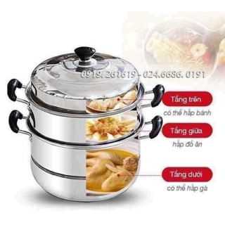 NỒI HẤP 3 TẦNG INOX 1 ĐÁY