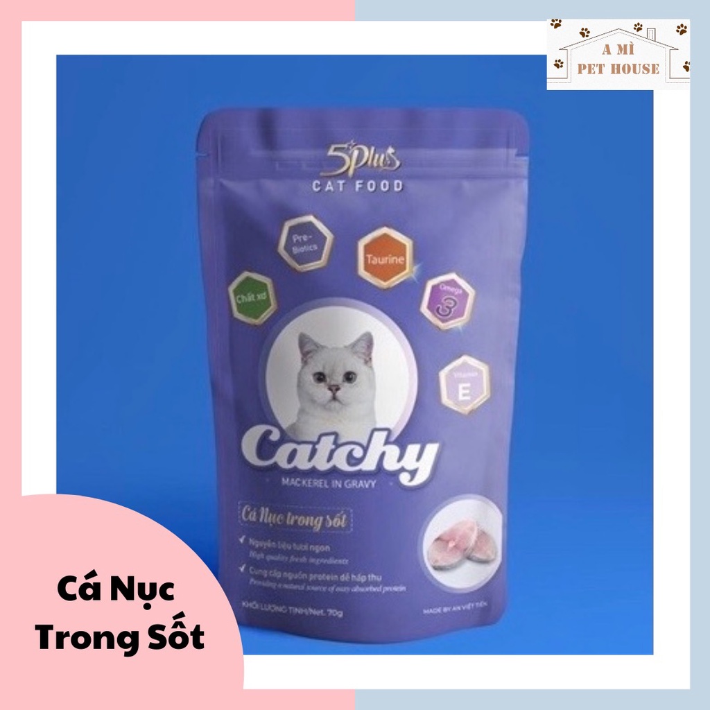 Pate 5PLUS CATCHY cho mèo gói 70g | thức ăn ướt cho mèo có 7 vị đa dạng