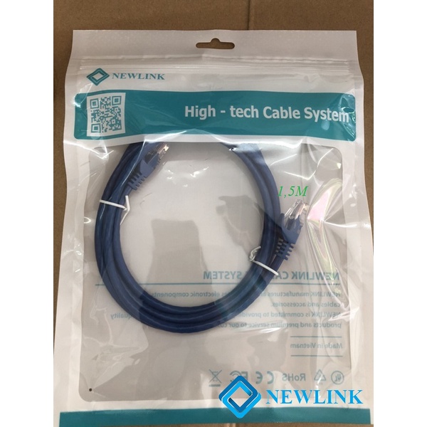 Dây nhẩy Patch cord, Dây mạng Newlink CAT6 đầu đúc 0.3M, 0.5M xanh, đỏ, vàng cao cấp