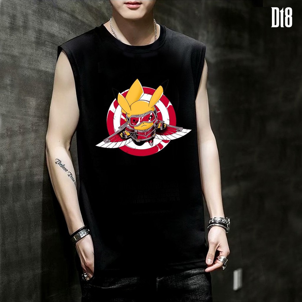 🔥Dt8🔥 Áo Tank Top Họa Tiết Hình Captain Pikachu Nam Nữ Độc Lạ, Áo Đôi Nam Nữ Hoạt Hình