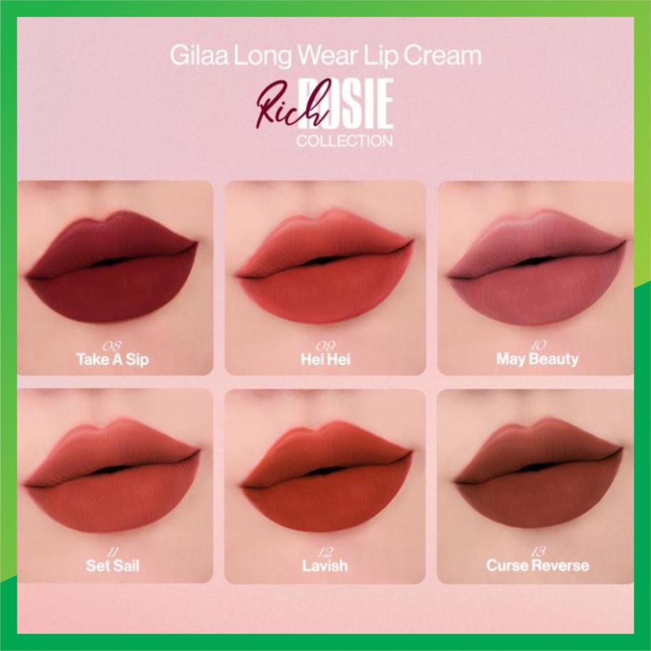 -Son kem lì Gilaa long wear lip cream  Rich Rosie Collection _hanquocmypham2022